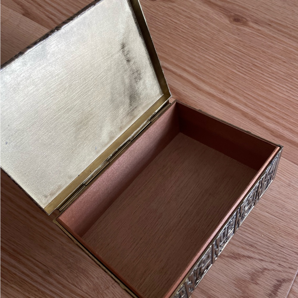 ✨ vintage brass and wood cigarette box trinket box art deco antique - Picture 8 of 15